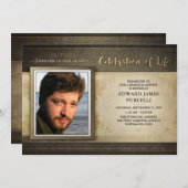 Goldene Brown-Foto-Erinnerungsservice-Einladung Einladung (Vorne/Hinten)