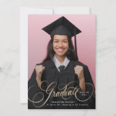 Goldene Buchstaben Abschluss Foto Graduate Ankündigung (Vorderseite)
