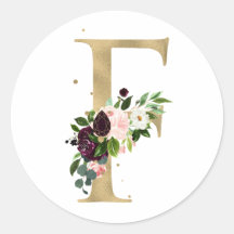 Goldene Buchstaben MONOGRAMM Boho burgunderrote Bl
