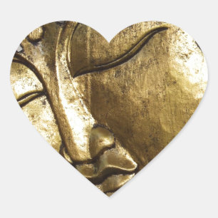Goldene Buddha-Segnung Inspirierende Liebe Herz-Aufkleber