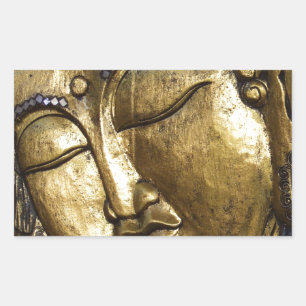 Goldene Buddha-Segnung Inspirierende Liebe Rechteckiger Aufkleber