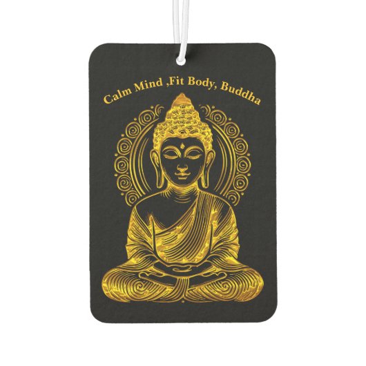 Goldene Buddha Skulptur in der Pose Serene Meditat Autolufterfrischer (Rückseite)