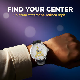 Goldene Buddha-Statue in Meditation Armbanduhr