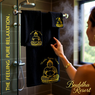 Goldene Buddha-Statue in Meditation Badhandtuch Set