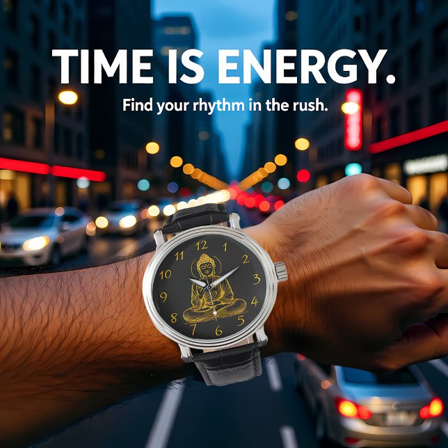 Goldene Buddha-Statue strahlende Ruhe Armbanduhr (Von Creator hochgeladen)