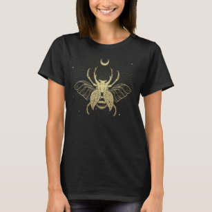 Goldene Bug-Abbildung mit Halbmond T-Shirt