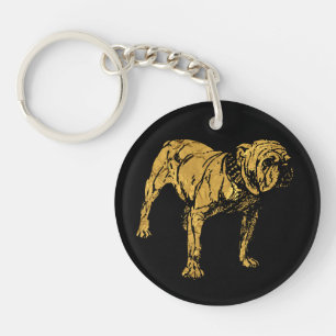 Goldene Bulldogge Schlüsselanhänger