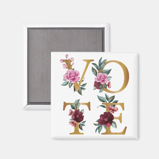 Goldene Burgund Blumen Feminine Wählen Sie eine an Magnet (Vorderseite/Rückseite)