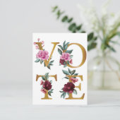 Goldene Burgund Blumen Feminine Wählen Sie eine an Postkarte (Stehend Vorderseite)