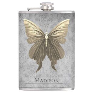 Goldene Butterfly-Flasche mit Juwelen Flachmann