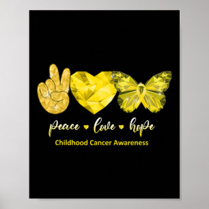 Goldene Butterfly Peace Liebe hoffen Kinderkrebs A Poster