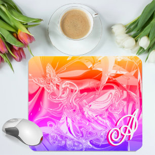Goldene Butterfly Pink Monogram Flüssig Abstract Mousepad