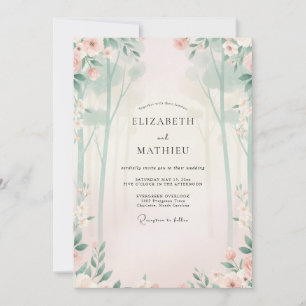 Goldene Champagner-Mint-Blatt-Hochzeit Einladung