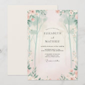 Goldene Champagner-Mint-Blatt-Hochzeit Einladung (Vorne/Hinten)