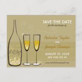 Goldene Champagnerbläschen - Save the Date Ankündigungspostkarte (Vorderseite)