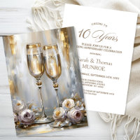 Goldene Champagnergläser 10. Hochzeitstag