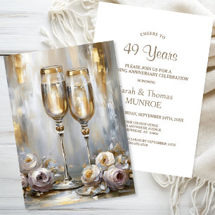 Goldene Champagnergläser Hochzeitstag Einladung