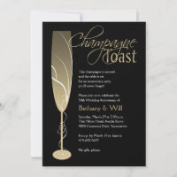 Goldene Champagnertoast Einladung