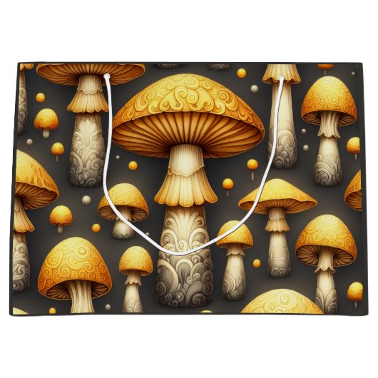Goldene Champignons Große Geschenktüte (Vorderseite)
