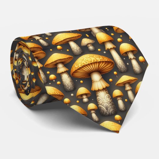 Goldene Champignons Krawatte (Gerollt)