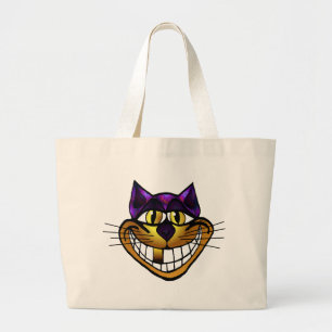 Goldene Cheshire-Katzen-Tasche Jumbo Stoffbeutel