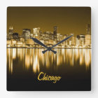 goldene Chicagoer Skyline-Uhr