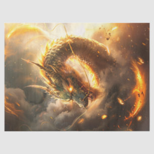 Goldene chinesische Drachen-Illustration Découpage Seidenpapier