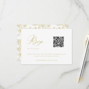 Goldene Chinoiserie-Hochzeits-QR-Code RSVP Karte