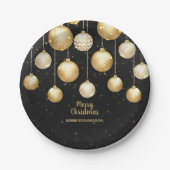 Goldene Christbaumkugeln Weihnachtsbaum Ornamente Pappteller (Vorderseite)