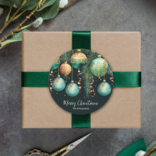Goldene Christbaumkugeln Weihnachtsbaum Runder Aufkleber