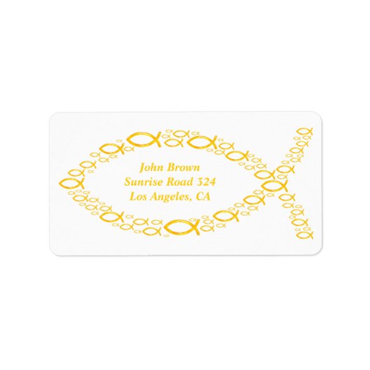 Goldene Christliche Fische Adressaufkleber (Vorne)