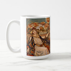 Goldene Chrysanthemen-Muse – Art Nouveau Floral Kaffeetasse