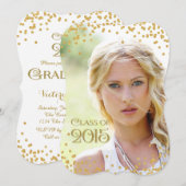 Goldene Confetti-Klasse 2015 Abschluss Einladung (Vorne/Hinten)