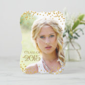 Goldene Confetti-Klasse 2015 Abschluss Einladung (Stehend Vorderseite)