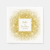 Goldene Confetti Romantische Hochzeit Serviette (Vorderseite)