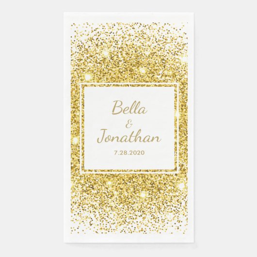 Goldene Confetti Romantische Hochzeit Serviette (Vorderseite)