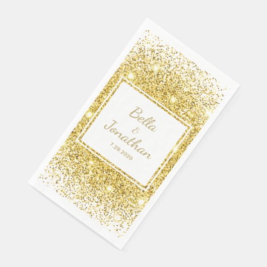 Goldene Confetti Romantische Hochzeit Serviette (Ecke)