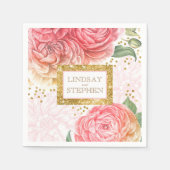 Goldene Confetti Vintage Blumenhochzeit Serviette (Vorderseite)