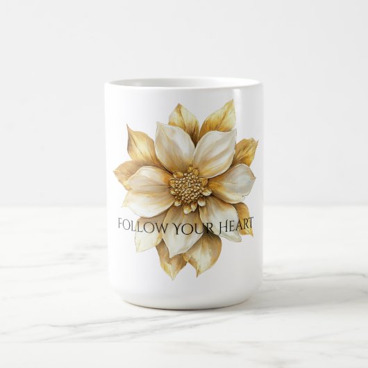 Goldene Creme Blume Kaffeetasse (Mittel)