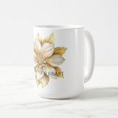 Goldene Creme Blume Kaffeetasse (VorderseiteRechts)