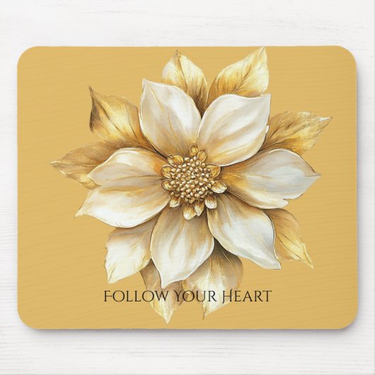 Goldene Creme-Blume Mousepad (Vorne)