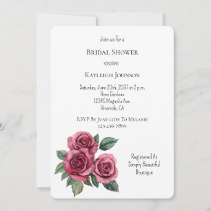 Goldene Creme Grüne Rosa Rosen Floral Brautparty Einladung