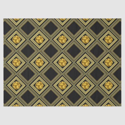 Goldene Creme Schwarz Geometrische Decoupage Seidenpapier (Vorderseite)