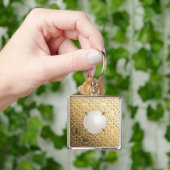 Goldene Damaske mit einer Imitate-Mabe-Perle Schlüsselanhänger (Hand)