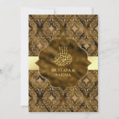 Goldene Damaskus Moss Brown islamische Hochzeit Einladung (Vorderseite)