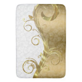 Goldene Damaskus und wirbelnde und weiße Damaskus Badematte (Vorderseite Vertikal)