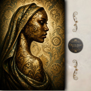 Goldene Damast-Muse Decoupage Seidenpapier