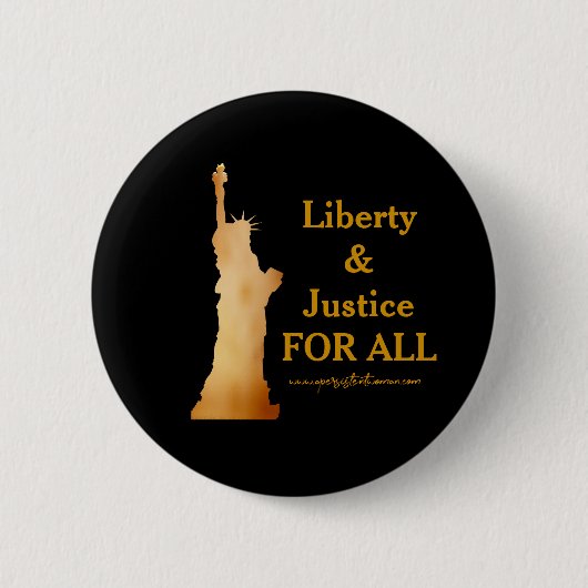Goldene Dame Liberty. Freiheit u. Gerechtigkeit Button (Vorderseite)