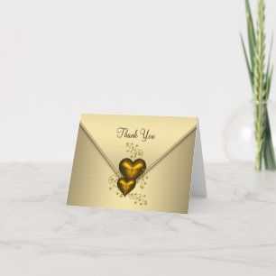 Goldene Dankeskarten mit goldenen Herzen Dankeskarte