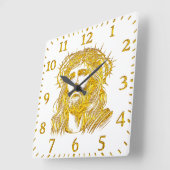Goldene Darstellung Jesu Christi mit Krone Quadratische Wanduhr (Winkel)
